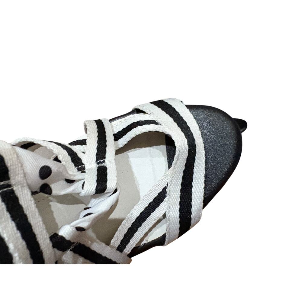 Gianni Bini Black White Ankle Wrap Heels Size 7 - Picture 7 of 8